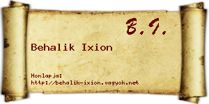 Behalik Ixion névjegykártya